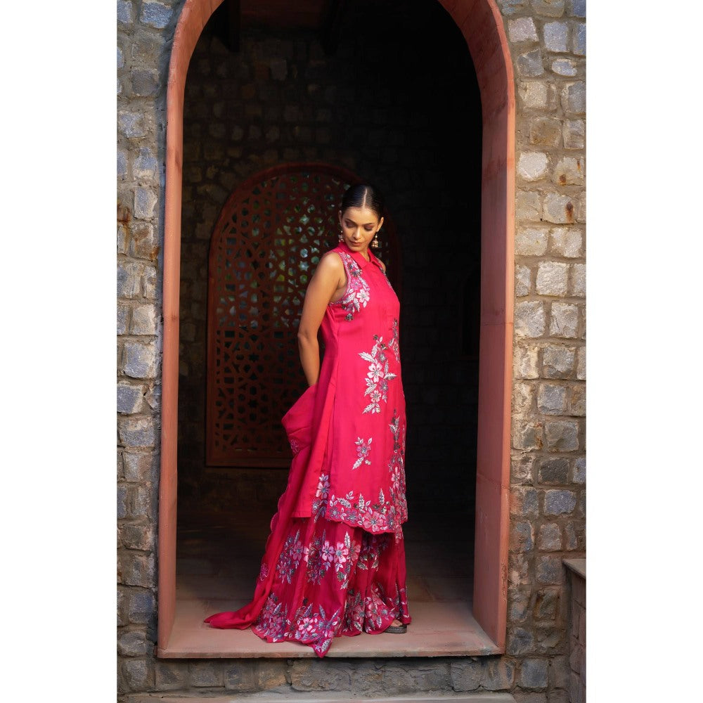 Sonia Khatri Debian Pink Sharara with Kurta and Dupatta (Set of 3)