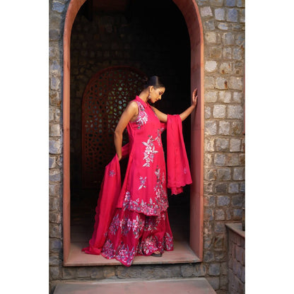 Sonia Khatri Debian Pink Sharara with Kurta and Dupatta (Set of 3)