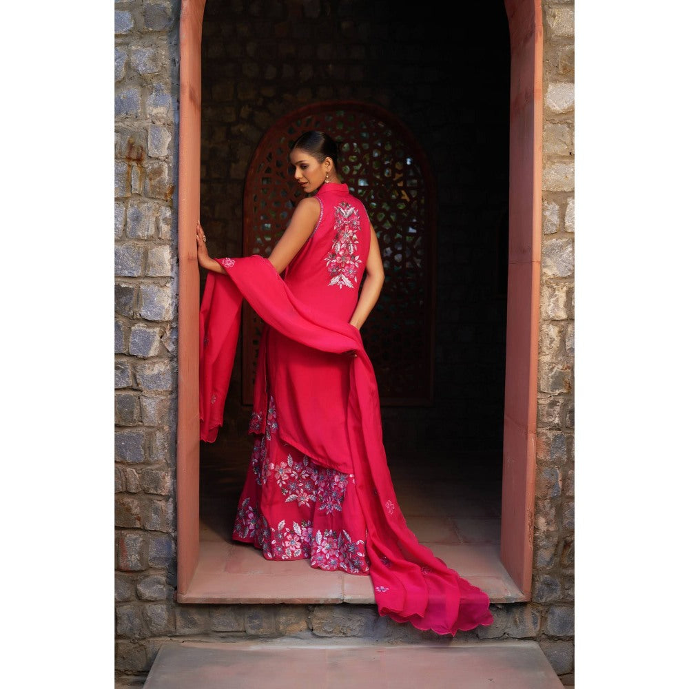 Sonia Khatri Debian Pink Sharara with Kurta and Dupatta (Set of 3)