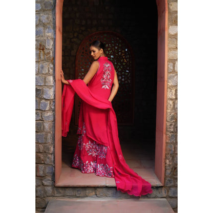 Sonia Khatri Debian Pink Sharara with Kurta and Dupatta (Set of 3)