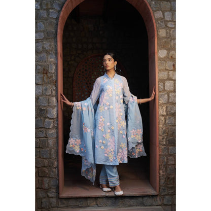 Sonia Khatri Celestial Blue Kurta with Pant and Dupatta (Set of 3)