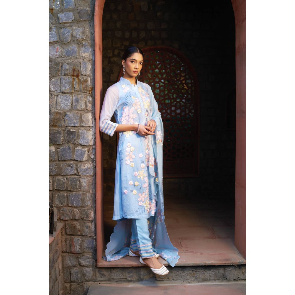 Sonia Khatri Celestial Blue Kurta with Pant and Dupatta (Set of 3)