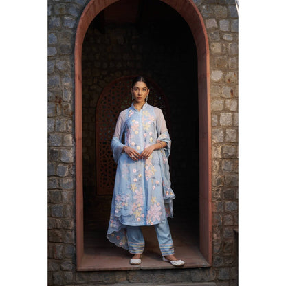 Sonia Khatri Celestial Blue Kurta with Pant and Dupatta (Set of 3)