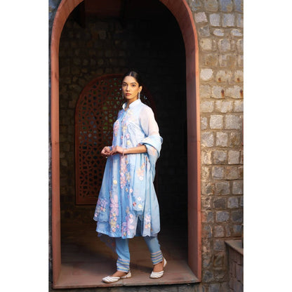 Sonia Khatri Celestial Blue Kurta with Pant and Dupatta (Set of 3)