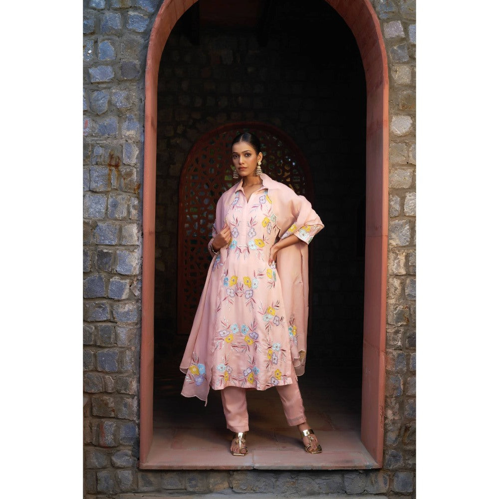 Sonia Khatri Peach Pale Kurta with Pant and Dupatta (Set of 3)