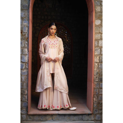 Sonia Khatri Pink Clam Shell Sharara with Kurta and Dupatta (Set of 3)