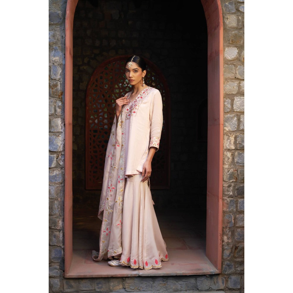 Sonia Khatri Pink Clam Shell Sharara with Kurta and Dupatta (Set of 3)