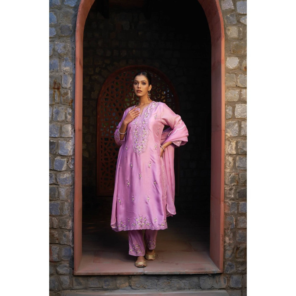 Sonia Khatri Opera Pink Garden Kurta with Pant and Dupatta (Set of 3)