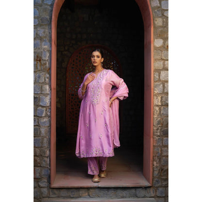 Sonia Khatri Opera Pink Garden Kurta with Pant and Dupatta (Set of 3)