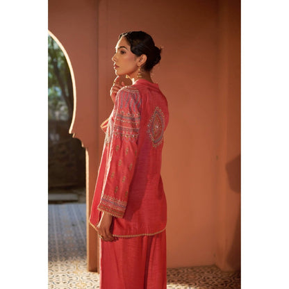 Sonia Khatri Pastel Red Majestic Kurti with Palazzo (Set of 2)