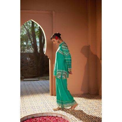 Sonia Khatri Deep Sea Green Kurti with Palazzo (Set of 2)