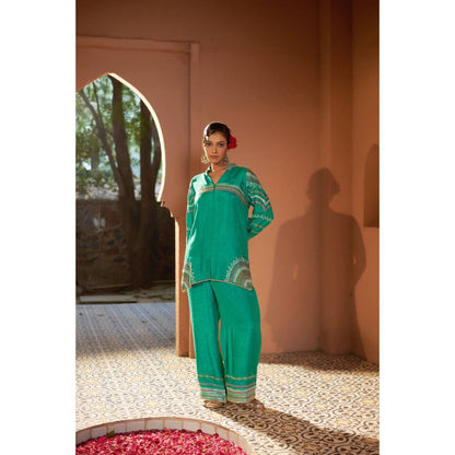 Sonia Khatri Deep Sea Green Kurti with Palazzo (Set of 2)