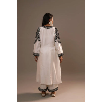 Sonia Khatri White Pankhudi Long Kurta with Palazzo (Set of 2)