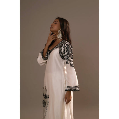 Sonia Khatri White Pankhudi Long Kurta with Palazzo (Set of 2)