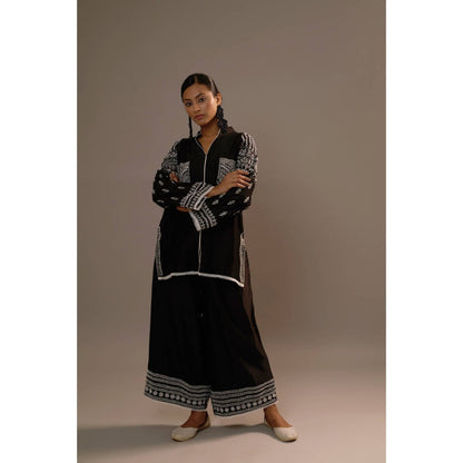 Sonia Khatri Black Majestic Silhouette Surti with Palazzo (Set of 2)