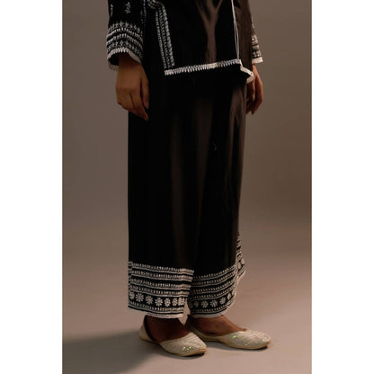 Sonia Khatri Black Majestic Silhouette Surti with Palazzo (Set of 2)