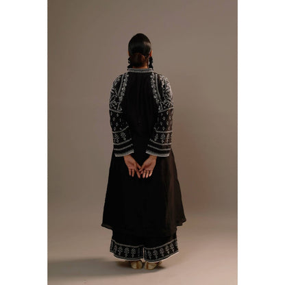 Sonia Khatri Black Surmai Long Kurta with Palazzo (Set of 2)