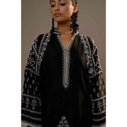 Sonia Khatri Black Surmai Long Kurta with Palazzo (Set of 2)