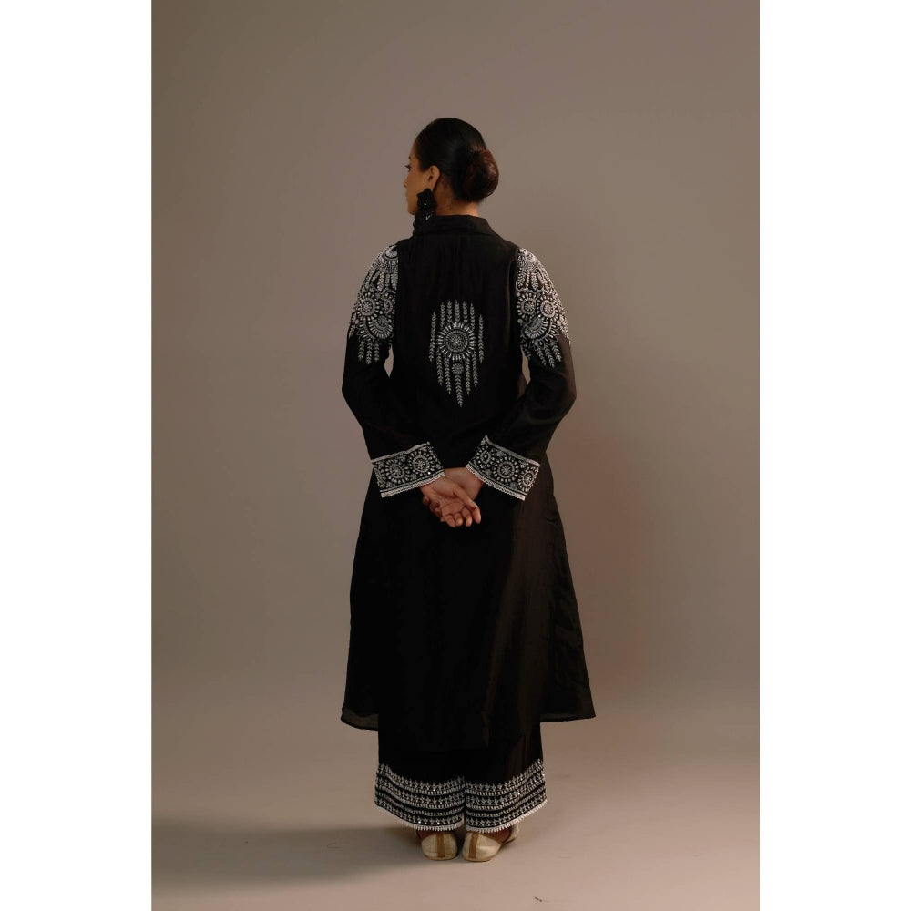 Sonia Khatri Black Alpana Long Kurta with Palazzo (Set of 2)