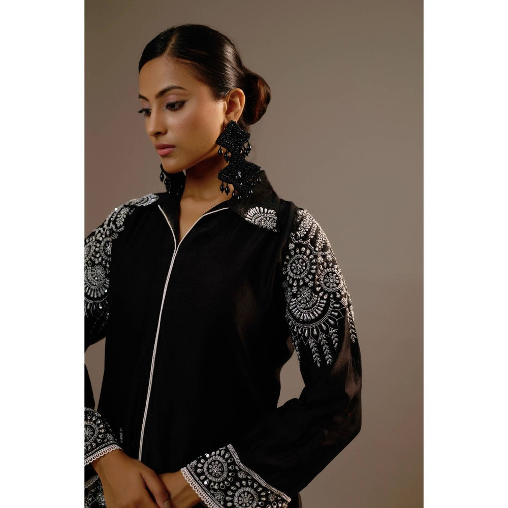 Sonia Khatri Black Alpana Long Kurta with Palazzo (Set of 2)