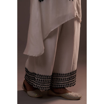 Sonia Khatri White Alpana Long Kurta with Palazzo (Set of 2)
