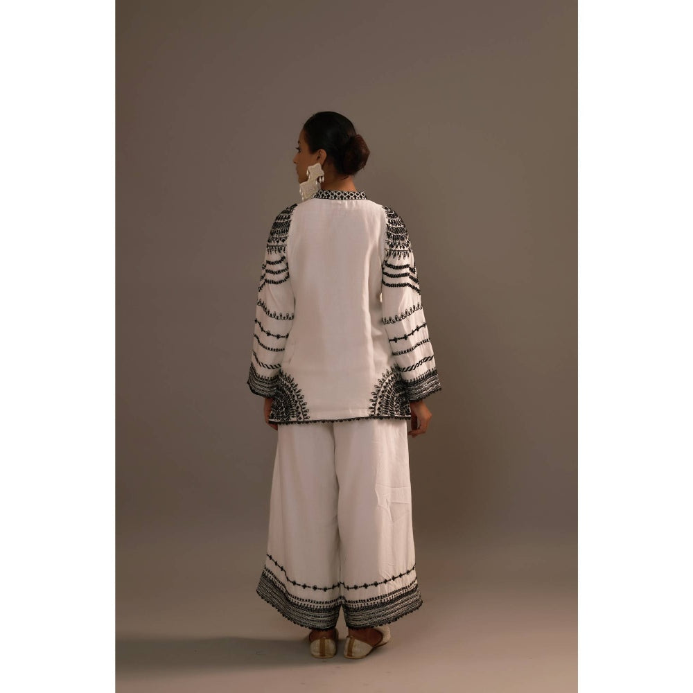 Sonia Khatri White Enchanting Kurti with Palazzo (Set of 2)