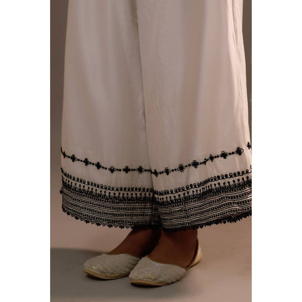 Sonia Khatri White Enchanting Kurti with Palazzo (Set of 2)