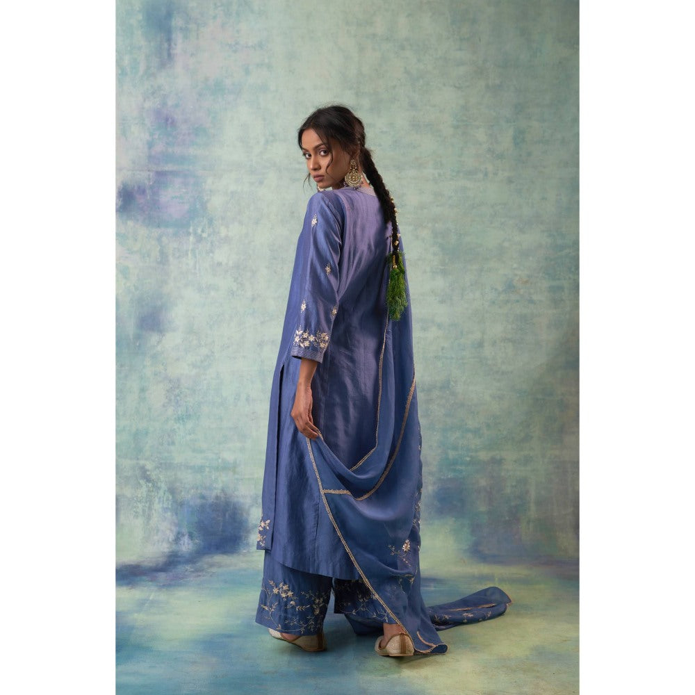 Sonia Khatri Dusky Blue Allure Kurta with Palazzo and Dupatta (Set of 3)