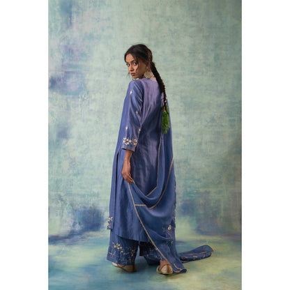 Sonia Khatri Dusky Blue Allure Kurta with Palazzo and Dupatta (Set of 3)