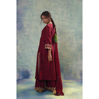 Sonia Khatri Maroon Oak Captivating Kurta with Palazzo and Dupatta (Set of 3)