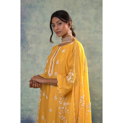 Sonia Khatri Yellow Tulip Tree Radiant Kurta with Palazzo and Dupatta (Set of 3)