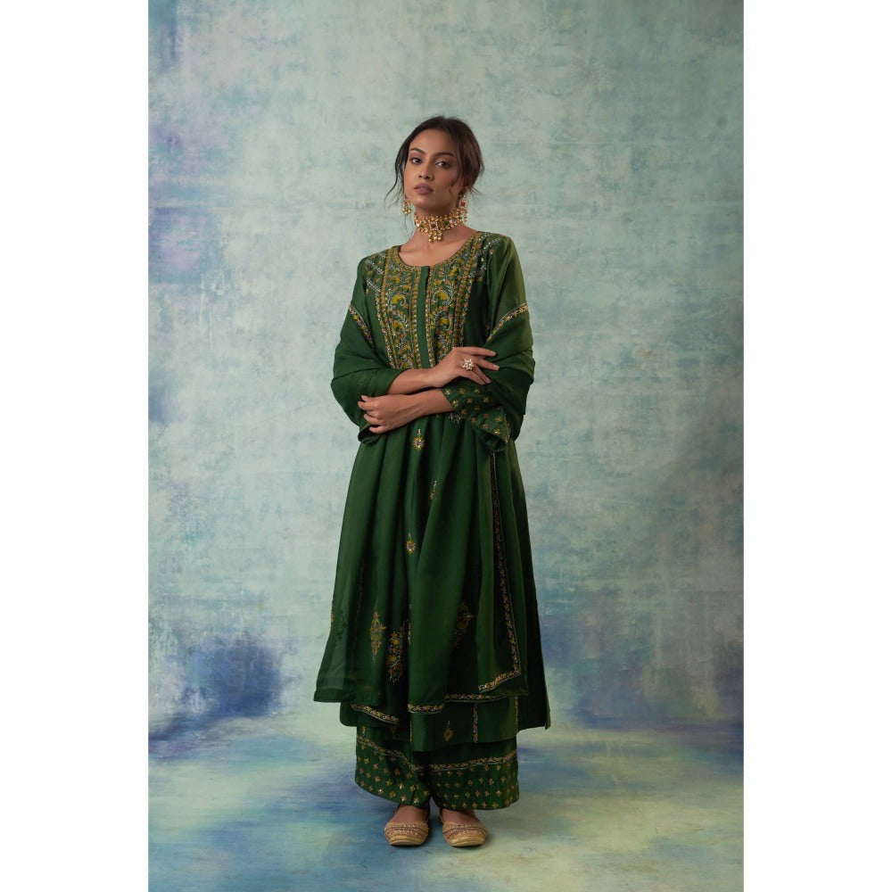 Sonia Khatri Myrtle Green Enchanted Kurta with Palazzo and Dupatta (Set of 3)