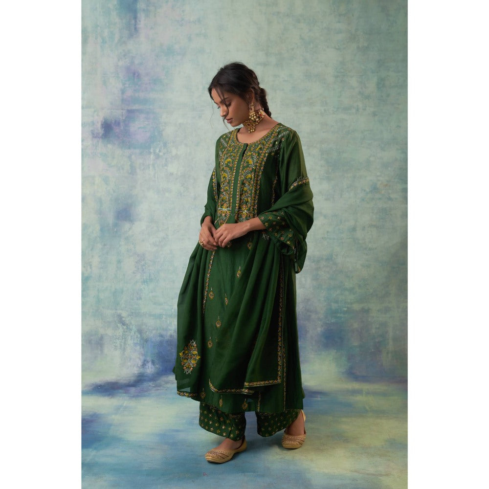 Sonia Khatri Myrtle Green Enchanted Kurta with Palazzo and Dupatta (Set of 3)