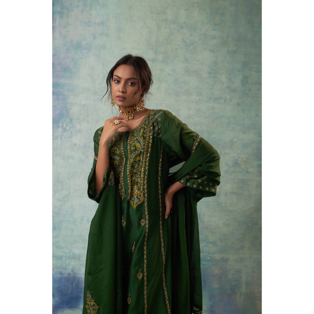 Sonia Khatri Myrtle Green Enchanted Kurta with Palazzo and Dupatta (Set of 3)
