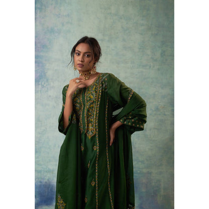 Sonia Khatri Myrtle Green Enchanted Kurta with Palazzo and Dupatta (Set of 3)