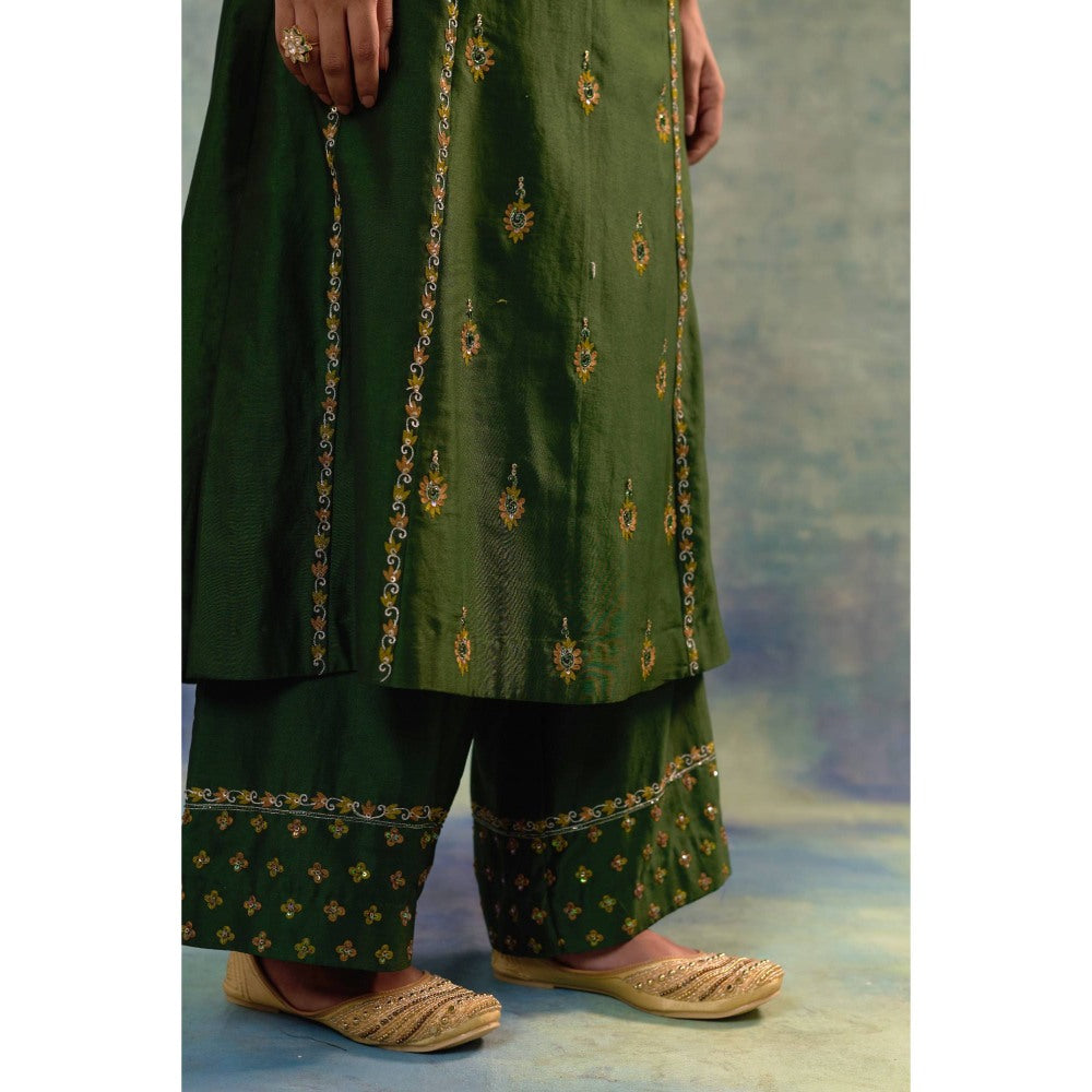 Sonia Khatri Myrtle Green Enchanted Kurta with Palazzo and Dupatta (Set of 3)