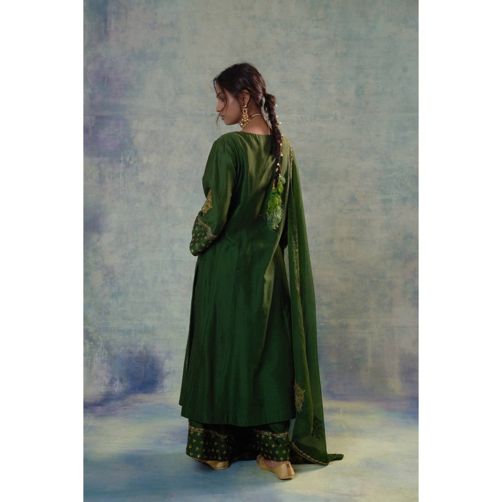 Sonia Khatri Myrtle Green Enchanted Kurta with Palazzo and Dupatta (Set of 3)