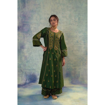 Sonia Khatri Myrtle Green Enchanted Kurta with Palazzo and Dupatta (Set of 3)