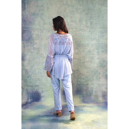 Sonia Khatri Pale Cornflower Blue Top with Inner and Pant (Set of 3)