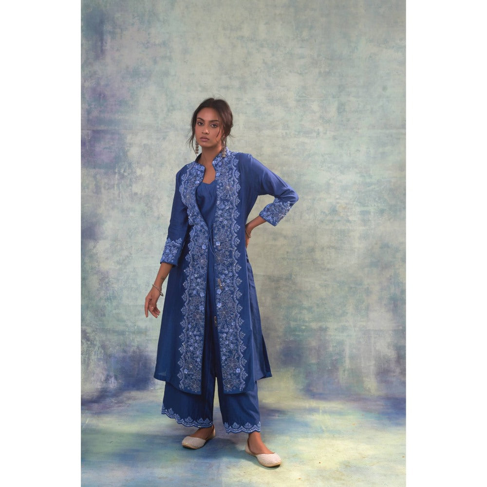 Sonia Khatri Yale Blue Elegance Jacket with Top and Pant (Set of 3)