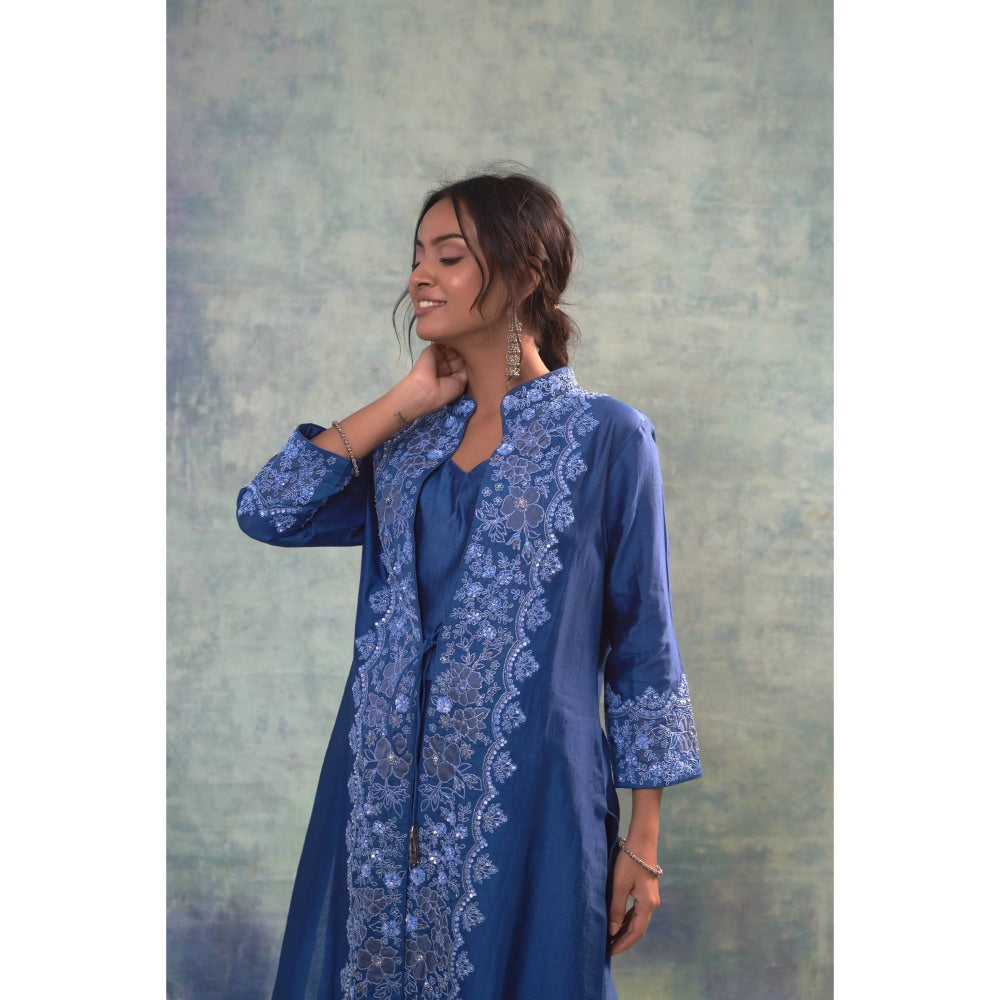Sonia Khatri Yale Blue Elegance Jacket with Top and Pant (Set of 3)