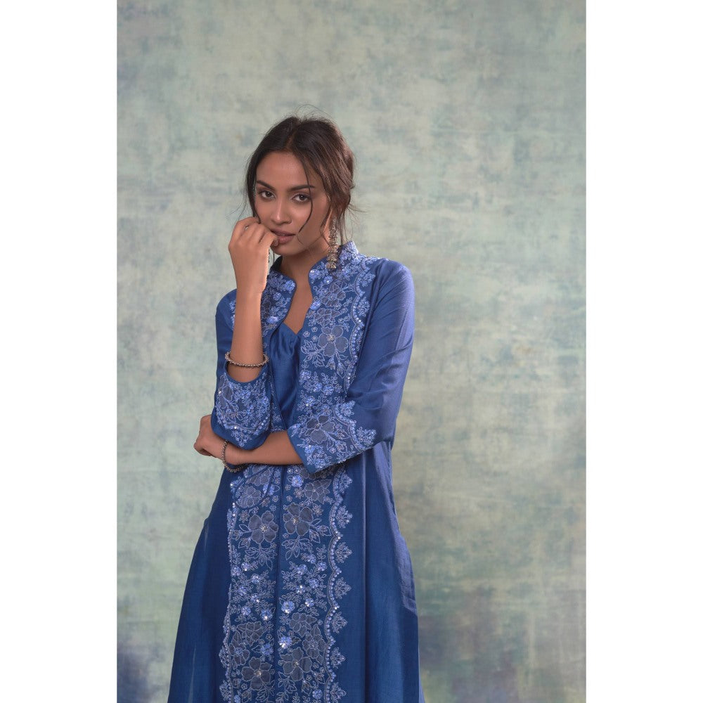Sonia Khatri Yale Blue Elegance Jacket with Top and Pant (Set of 3)