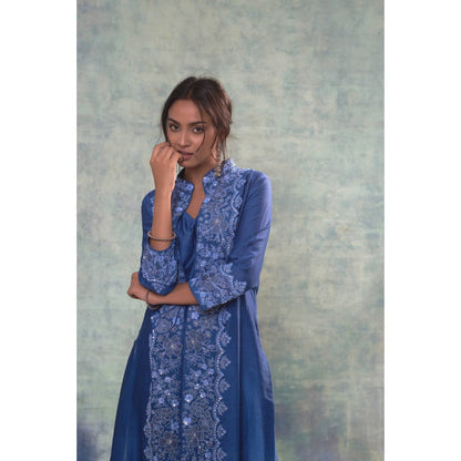 Sonia Khatri Yale Blue Elegance Jacket with Top and Pant (Set of 3)