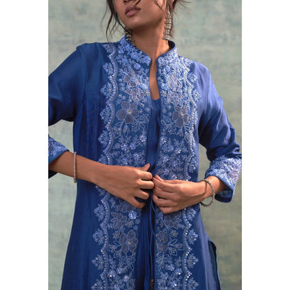 Sonia Khatri Yale Blue Elegance Jacket with Top and Pant (Set of 3)