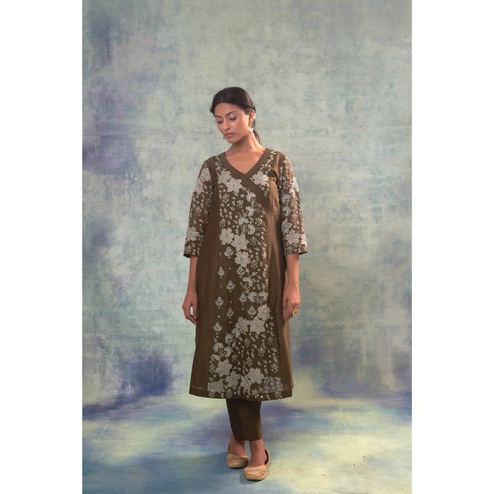 Sonia Khatri Brown Kurta with Inner and Pant (Set of 3)