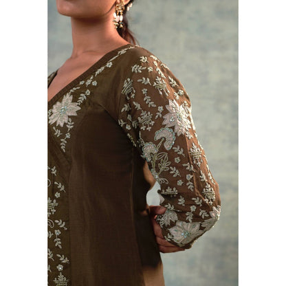 Sonia Khatri Brown Kurta with Inner and Pant (Set of 3)