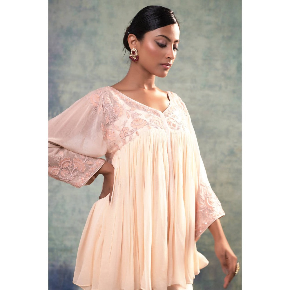 Sonia Khatri Peach Puff Serenity Top with Pant and Inner (Set of 3)