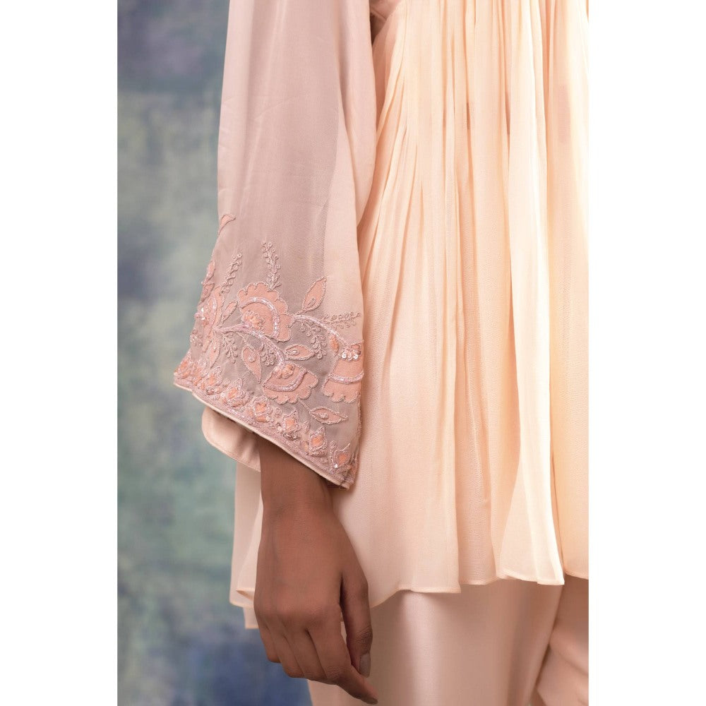 Sonia Khatri Peach Puff Serenity Top with Pant and Inner (Set of 3)
