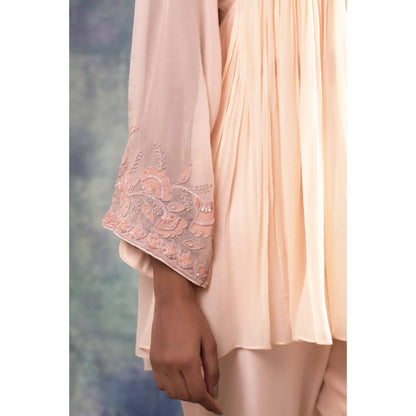 Sonia Khatri Peach Puff Serenity Top with Pant and Inner (Set of 3)