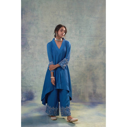 Sonia Khatri Blue Kurta with Palazzo and Scarf (Set of 3)